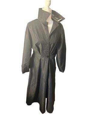 UOOZEE WHIMSIGOTH Classic Black Maxi Dress with Stand Collar pockets minimalist